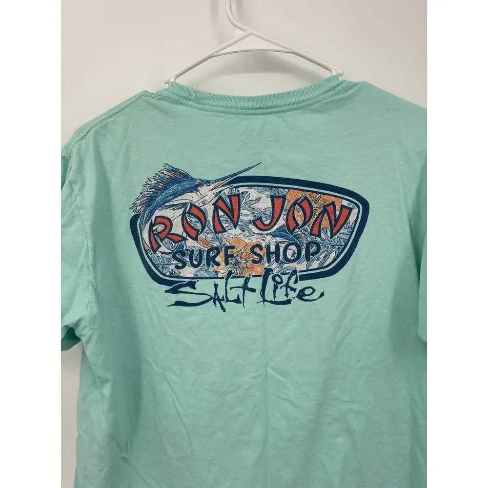 Ron Jon Surf Shop Salt Life Tropical Canopy Mint Tee Youth XL